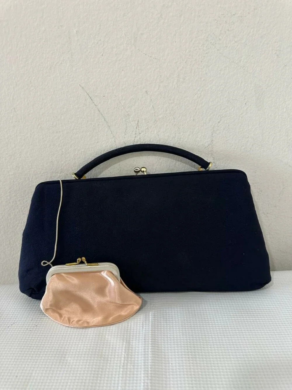Harry Levine Vintage Mid-CenturyBlue Structured Evening Clutch Bag Top Handle